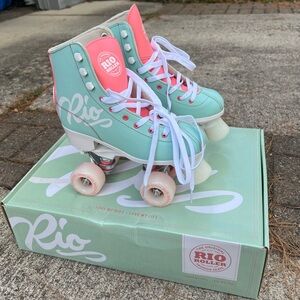 Mint and Pink Women's Roller Skates